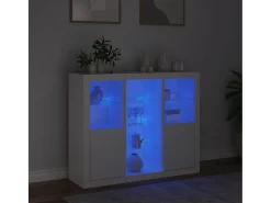 Aparadores con luces LED 3 piezas madera de ingeniería blanco ES779480