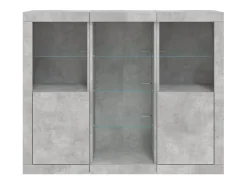 Aparadores con luces LED 3 piezas madera de ingeniería gris hormigón