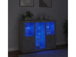 Aparadores con luces LED 3 piezas madera de ingeniería gris hormigón