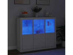 Aparadores con luces LED 3 piezas madera de ingeniería blanca
