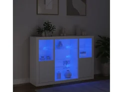 Aparadores con luces LED 3 piezas madera de ingeniería blanca
