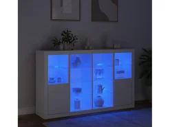 Aparadores con luces LED 3 piezas madera de ingeniería blanco ES671166