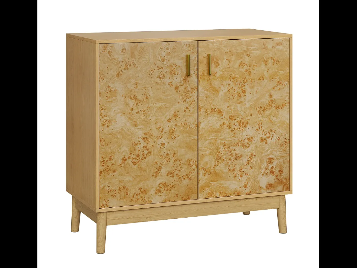 Aparadores con patas de madera maciza, estantes regulables, MDF, amarillo (80x38x77,5 cm)