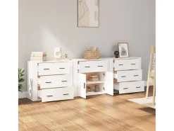Aparadores de 3 piezas de madera de ingeniería blanca