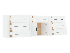 Aparadores de 3 piezas de madera de ingeniería blanca