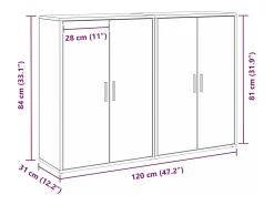Aparadores de 2 piezas en roble negro, 60 x 31 x 84 cm en madera técnica.