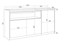 Aparadores para salón, 156x80x37 cm, 3 Puertas, Armario, zapatero, Blanco y roble soft