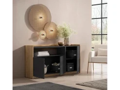 Aparadores para salón, 156x80x37 cm, 3 Puertas, Armario, zapatero, Negro y roble