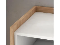 Aparadores para salón, 156x80x37 cm, 3 Puertas, Chimenea eléctrica, Blanco y roble soft