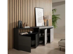 Aparadores para salón, 200x35x75cm, 4 Puertas, Armario, zapatero, Cemento