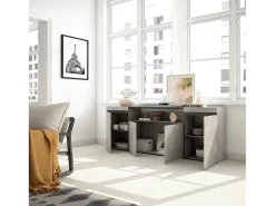 Aparadores para salón, 200x35x75cm, 4 Puertas, Armario, zapatero, Cemento