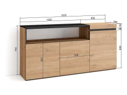 Aparadores para salón, 150x35x75cm, 3 Puertas, Armario, zapatero, Roble y negro
