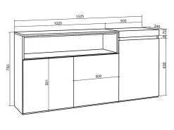 Aparadores para salón, 150x35x75cm, 3 Puertas, Armario, zapatero, Roble y negro