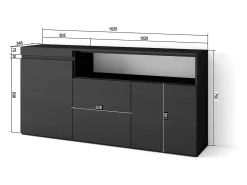 Aparadores para salón, 150x35x75cm, 3 Puertas, Armario, zapatero, Negro
