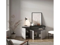 Aparadores para salón, 150x35x75cm, 3 Puertas, Armario, zapatero, Cemento