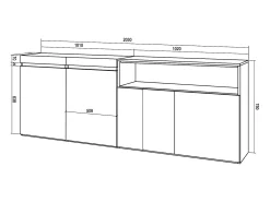 Aparadores para salón, 200x35x75cm, 4 Puertas, Armario, zapatero, Negro