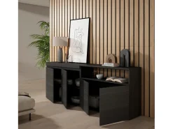 Aparadores para salón, 200x35x75cm, 4 Puertas, Armario, zapatero, Negro