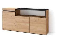 Aparadores para salón, 150x35x75cm, 3 Puertas, Armario, zapatero, Roble y negro