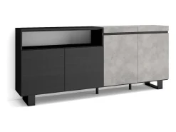 Aparadores para salón, 200x35x87cm, 4 Puertas, Diseño industrial, Cemento