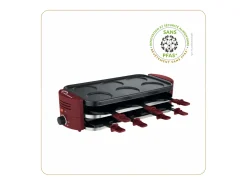 Aparato Multifuncional para Raclette Little Balance 8 Personas con 6 Zonas para Pizzas y Crepes, 1600W, Recubrimiento Antiadherente Sin PFAS