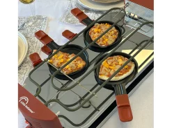 Aparato Multifuncional para Raclette Little Balance 8 Personas con 6 Zonas para Pizzas y Crepes, 1600W, Recubrimiento Antiadherente Sin PFAS