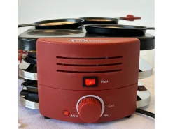 Aparato Multifuncional para Raclette Little Balance 8 Personas con 6 Zonas para Pizzas y Crepes, 1600W, Recubrimiento Antiadherente Sin PFAS