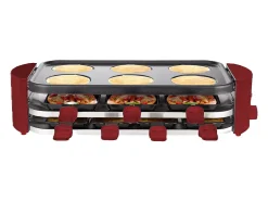 Aparato Multifuncional para Raclette Little Balance 8 Personas con 6 Zonas para Pizzas y Crepes, 1600W, Recubrimiento Antiadherente Sin PFAS