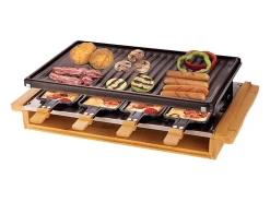 Aparato para Raclette Little Balance para 8 Personas 1200W con Placa XXL y Sartenes Antiadherentes de Bambú