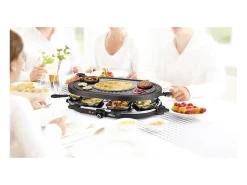 Aparato para raclette PRINCESS 8 personas 1200W, termostato ajustable, placa grill antiadherente extraíble