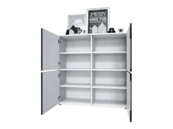 Aramario - Alacena Cuba V2 armario 104 x 105.5 x 35.5 cm armario - alacena con 8 compartimentos, cuerpo en blanco mate frentes en Burdeos de Alto Brillo