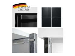 Aramario - Alacena Cuba V2 armario 104 x 105.5 x 35.5 cm armario - alacena con 8 compartimentos, cuerpo en negro mate frentes en Zarzamora alto brillo