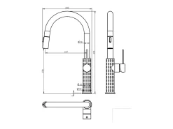 Architek mezclador de fregadero con rociador extraíble oro cepillado Essebagno