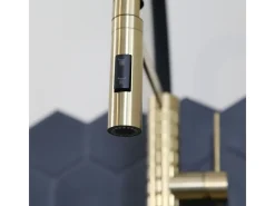 Architek Mezclador de fregadero con rociador móvil dorado Essebagno
