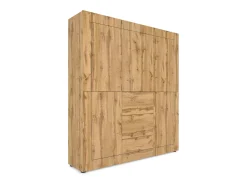 Armario alto 5 puertas/3 cajones 150x35x165 cm Elios roble natural