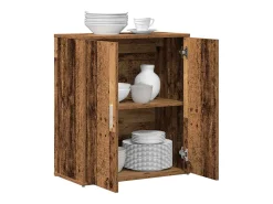 Armario alto con estante con almacenaje con puerta 2 uds Madera antigua 60 x 31 x 70 cm