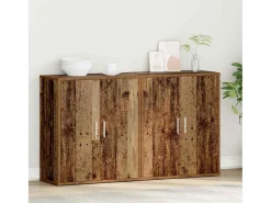 Armario alto con estante con almacenaje con puerta 2 uds Madera antigua 60 x 31 x 70 cm
