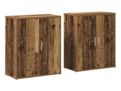 Armario alto con estante con almacenaje con puerta 2 uds Madera antigua 60 x 31 x 70 cm