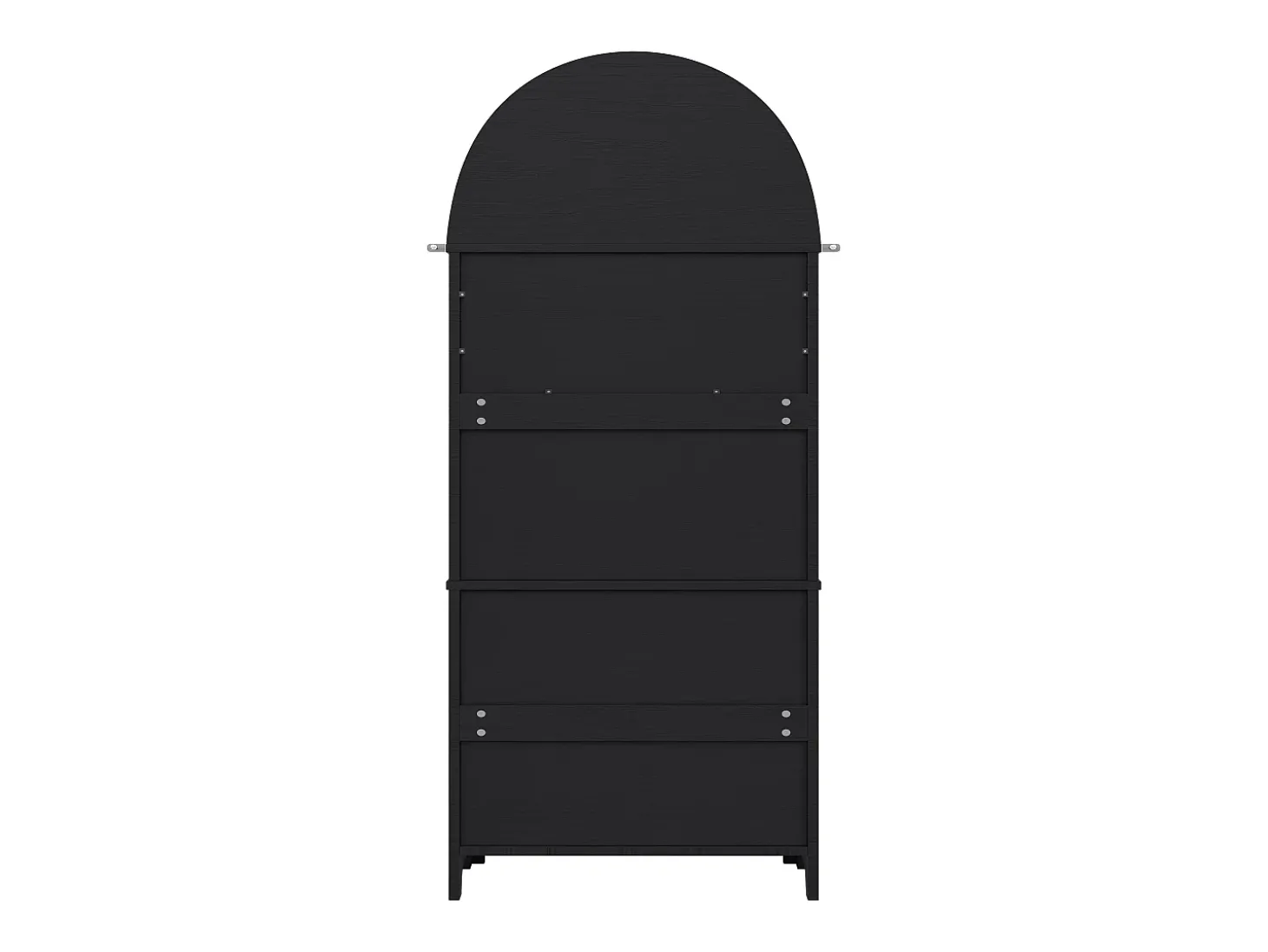 Armario alto con puertas y cajones curvos, estantes abiertos, MDF, negro (70x35x180 cm)