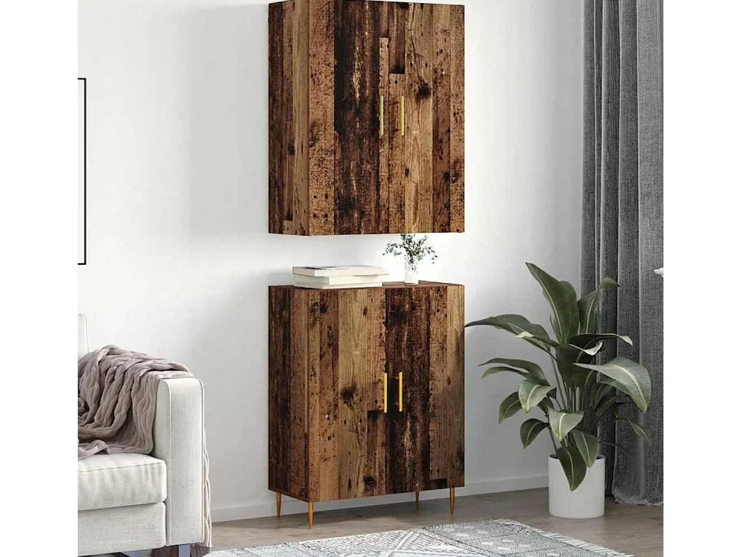 Armario alto de madera antigua 69,5 x 34 x 180 cm Madera de ingeniería