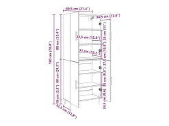 Armario alto de madera antigua 69,5 x 34 x 180 cm Madera de ingeniería