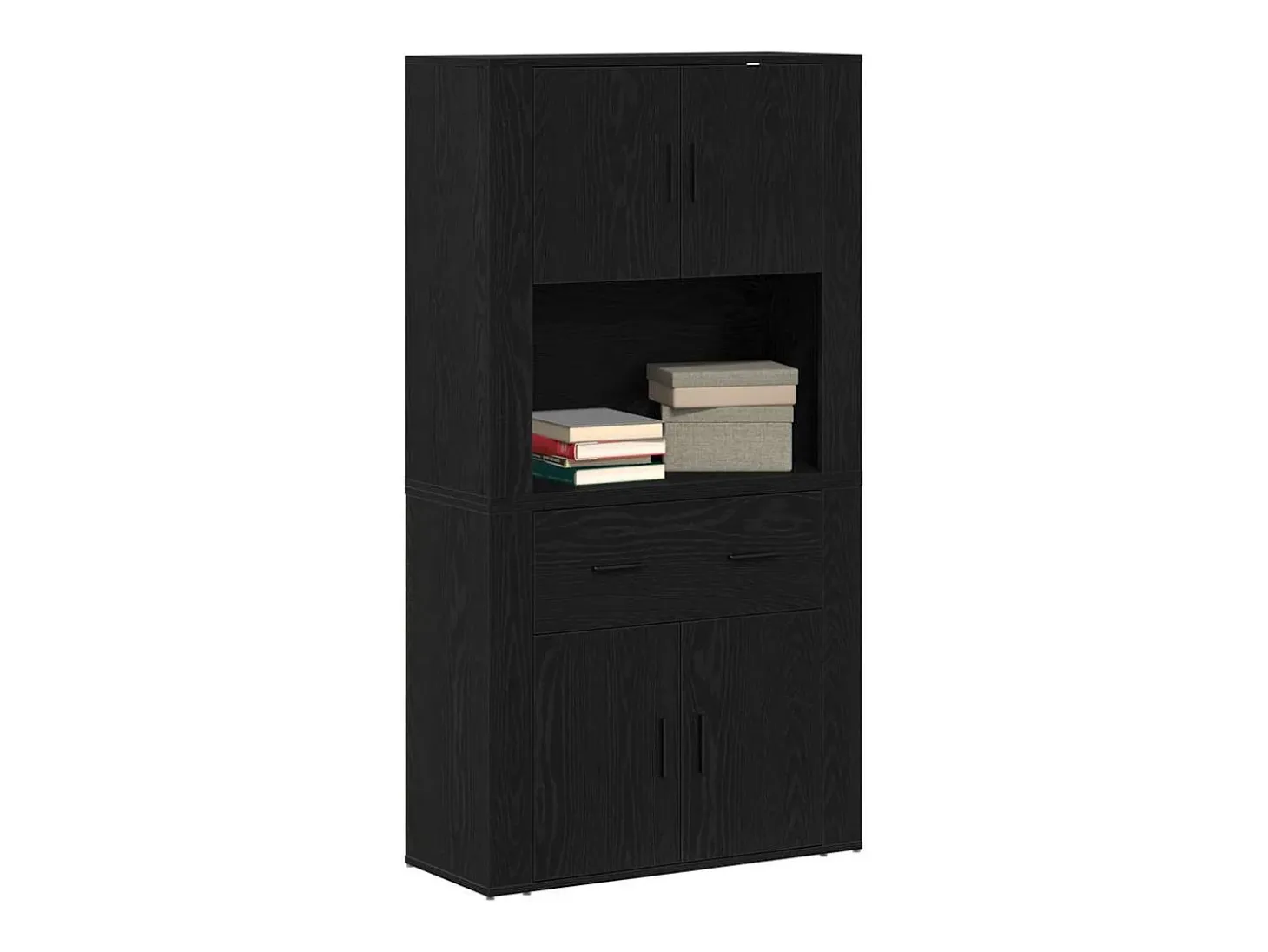 Armario alto de roble negro 80x33x150 cm Madera de ingeniería