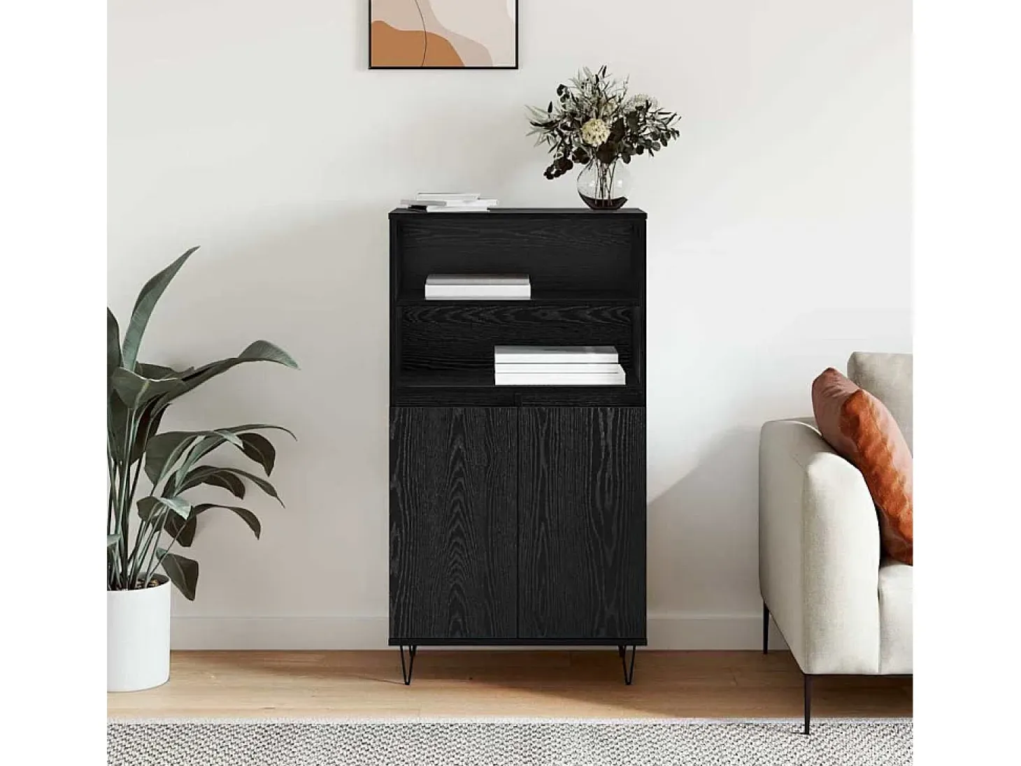 Armario alto negro 60 x 36 x 110 cm Madera de ingeniería