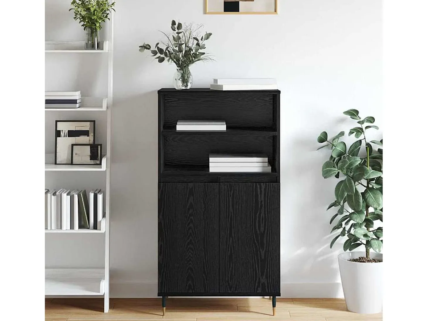 Armario alto negro 60 x 36 x 110 cm Madera de ingeniería