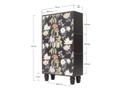 Armario aparador de MDF estampado floral sobre fondo negro
