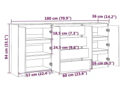 Armario auxiliar 3 unidades madera maciza de pino blanco