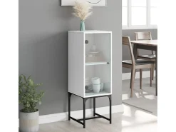 Armario auxiliar con puerta de vidrio blanco 35x37x100 cm