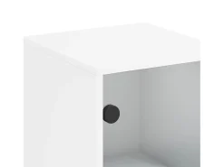 Armario auxiliar con puerta de vidrio blanco 35x37x100 cm