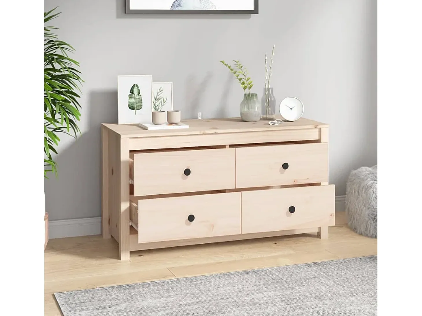 Armario auxiliar de madera maciza de pino 100x40x54 cm