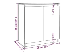 Armario auxiliar de madera maciza de pino 60x36x65 cm