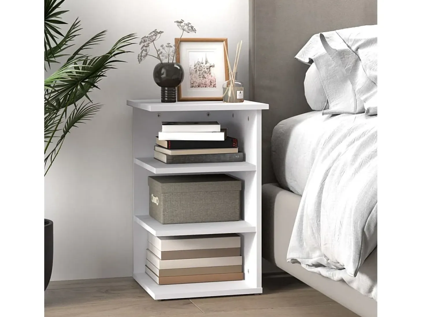 Armario auxiliar de madera contrachapada blanco 35x35x55 cm